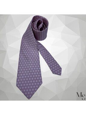 HERMES PARIS 5118 HA Purple Monogrammed ‘’H’’ Polka Dot SilkTie France EUC